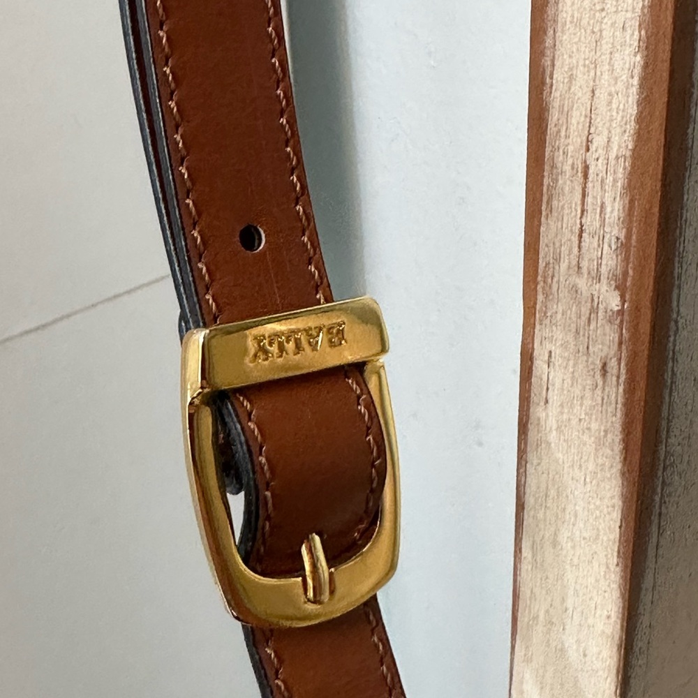 Bally Tan Leather Shoulder Bag with Gold Detail - Picture 6 of 12
